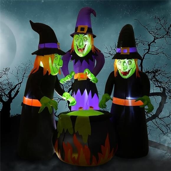 6FT Halloween Inflatables Outdoor Decorations,Three Witch...